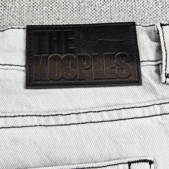 The Kooples Grey Distressed Button Fly Jeans Raw Hem Straight Leg Mens EU42 US32